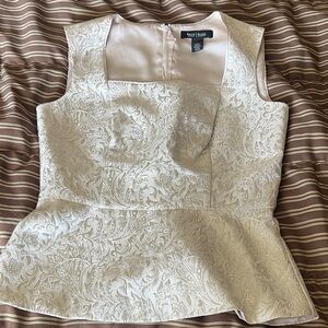 White House Black Market Gold/Cream Peplum Top